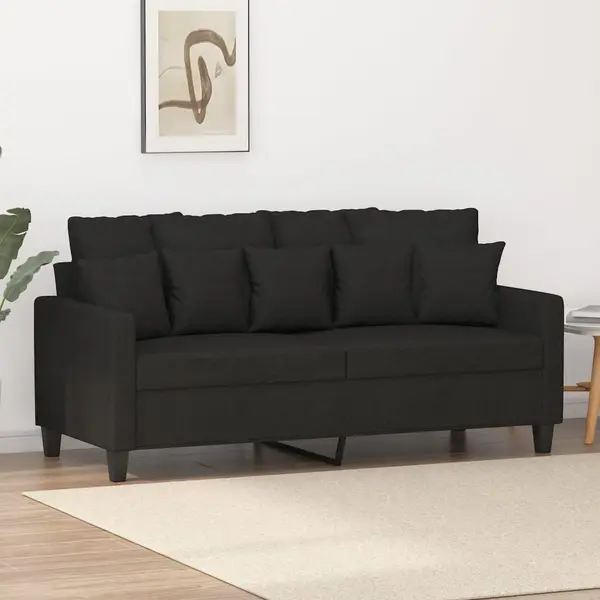Gossi canapea cu 2 locuri, negru, 140 cm, material textil