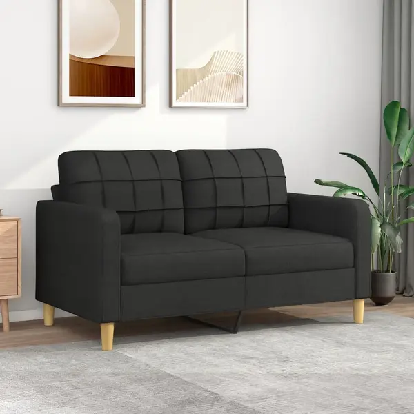 Gossi canapea cu 2 locuri, negru, 140 cm, material textil