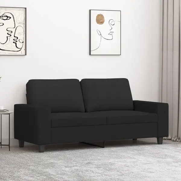 Gossi canapea cu 2 locuri, negru, 140 cm, material textil