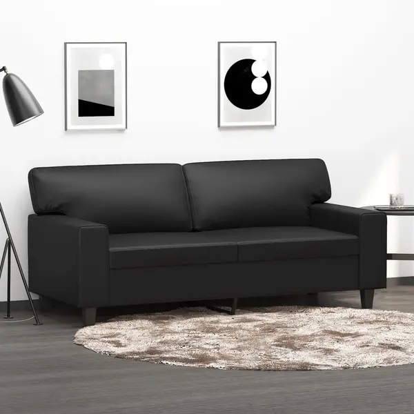 Gossi canapea cu 2 locuri, negru, 140 cm, piele ecologica
