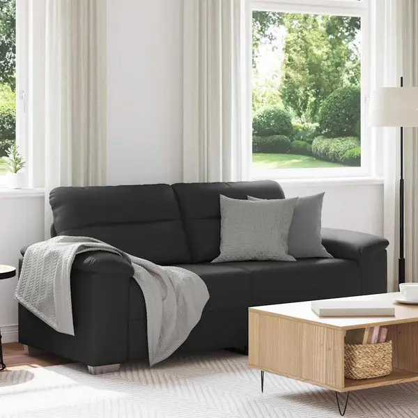 Gossi canapea cu 2 locuri, negru, 140 cm, piele ecologica