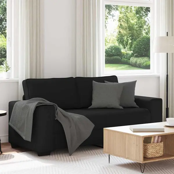 Gossi canapea cu 2 locuri negru 140 cm stofa