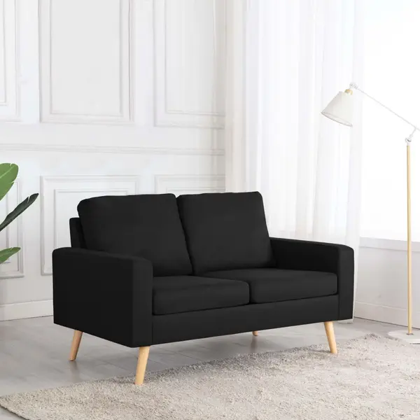 Gossi canapea cu 2 locuri, negru, material textil