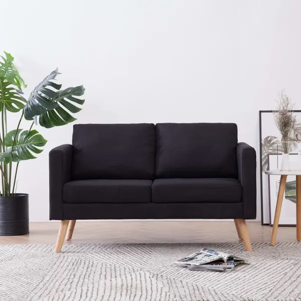 Gossi canapea cu 2 locuri, negru, material textil