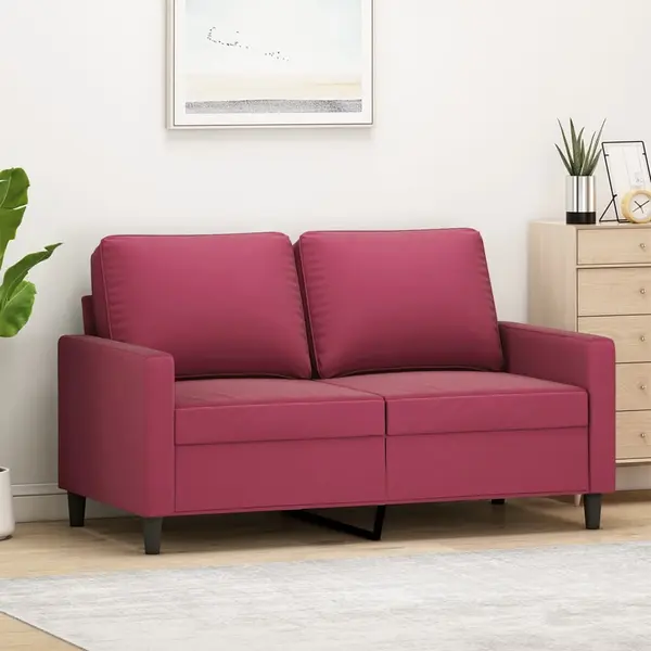 Gossi canapea cu 2 locuri, rosu vin, 120 cm, catifea
