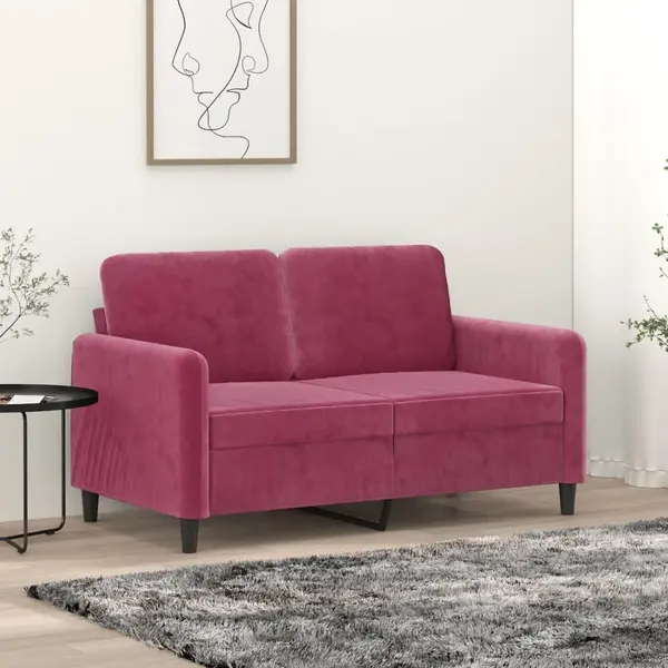 Gossi canapea cu 2 locuri, rosu vin, 120 cm, catifea