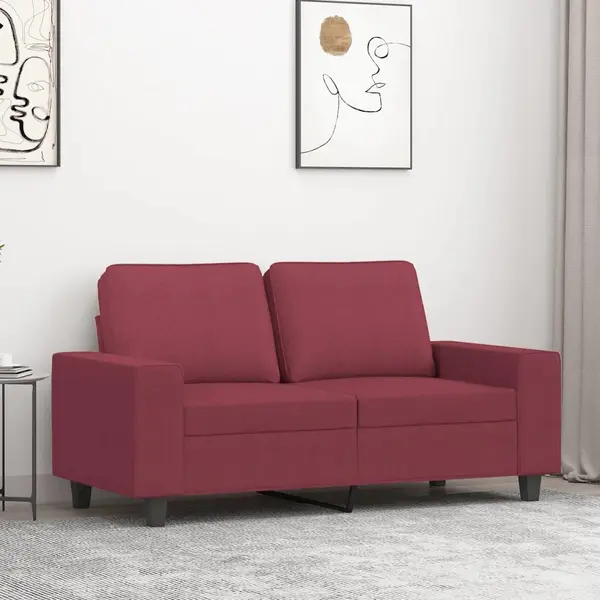 Gossi canapea cu 2 locuri, rosu vin, 120 cm, material textil