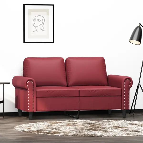 Gossi canapea cu 2 locuri, rosu vin, 120 cm, material textil