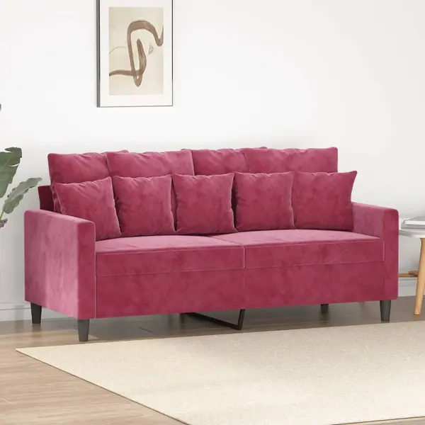 Gossi canapea cu 2 locuri, rosu vin, 140 cm, catifea