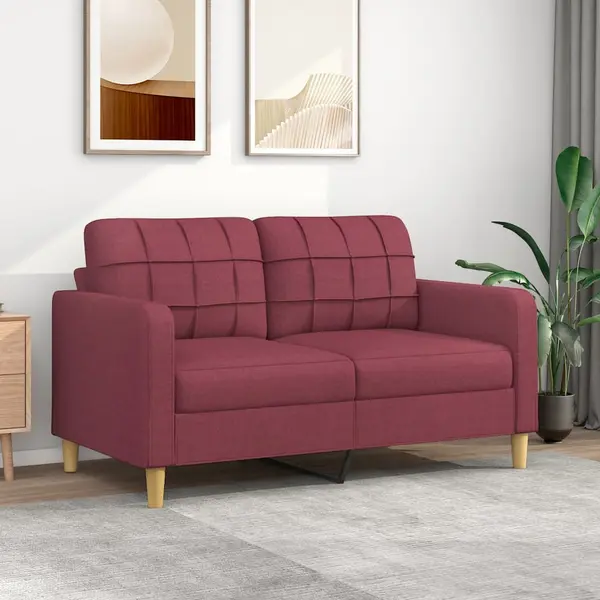 Gossi canapea cu 2 locuri, rosu vin, 140 cm, material textil