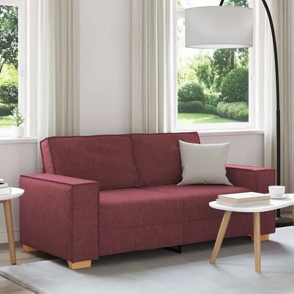 Gossi canapea cu 2 locuri, rosu vin, 140 cm, material textil