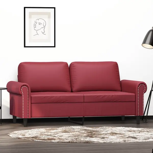 Gossi canapea cu 2 locuri, rosu vin, 140 cm, piele ecologica