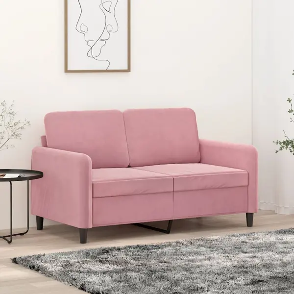 Gossi canapea cu 2 locuri, roz, 120 cm, catifea