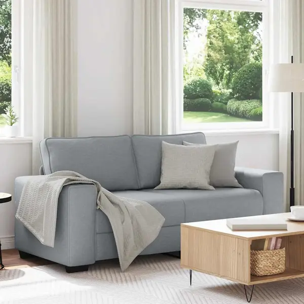 Gossi canapea cu 2 locuri, tesatura gri deschis, 140 cm