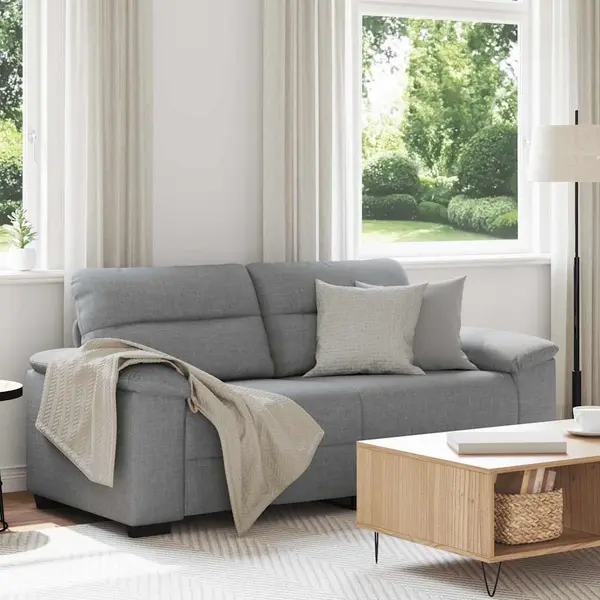 Gossi canapea cu 2 locuri, tesatura gri deschis, 140 cm