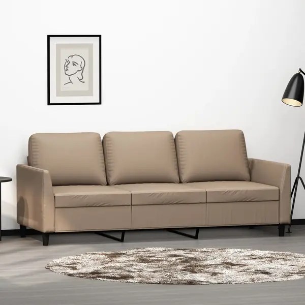 Gossi canapea cu 3 locuri, cappuccino, 180 cm, piele ecologica