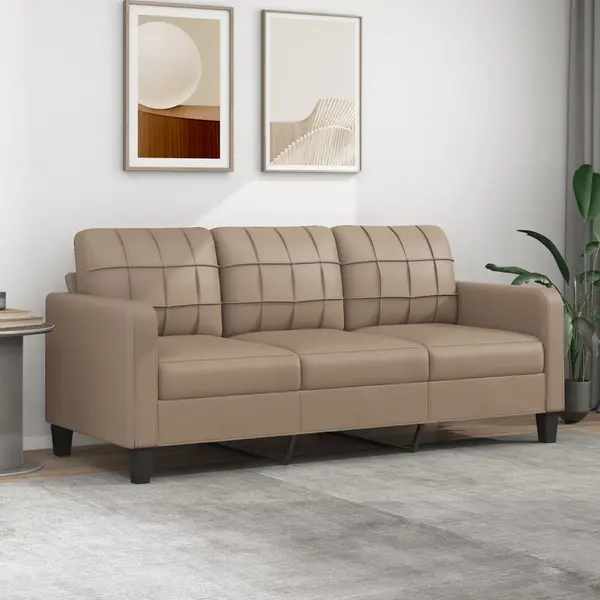 Gossi canapea cu 3 locuri, cappuccino, 180 cm, piele ecologica