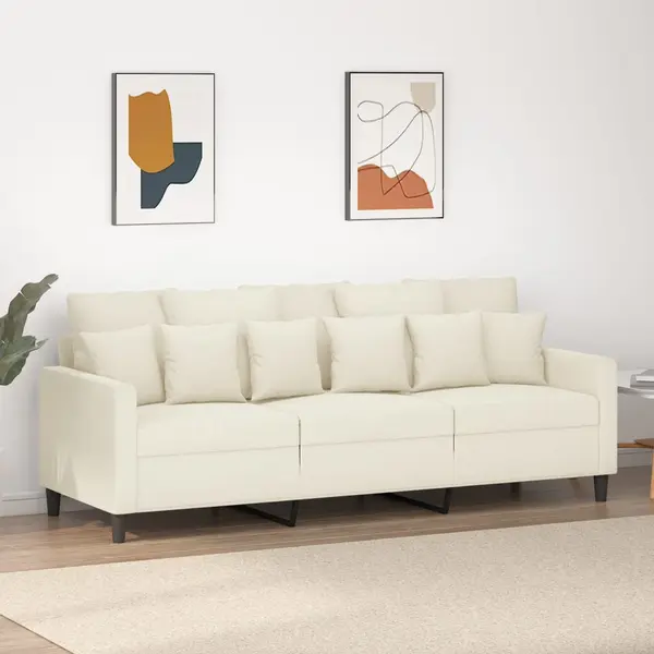Gossi canapea cu 3 locuri, crem, 180 cm, catifea