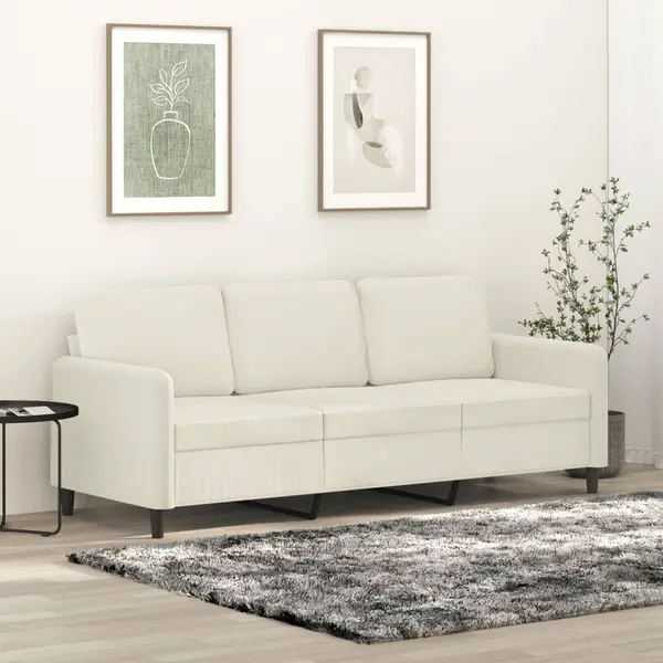 Gossi canapea cu 3 locuri, crem, 180 cm, catifea