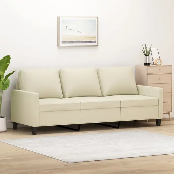 Gossi canapea cu 3 locuri, crem, 180 cm, piele ecologica