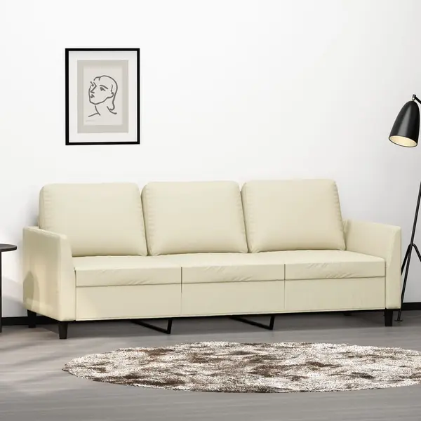 Gossi canapea cu 3 locuri, crem, 180 cm, piele ecologica