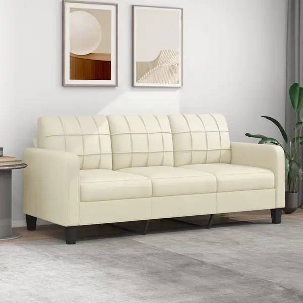 Gossi canapea cu 3 locuri, crem, 180 cm, piele ecologica