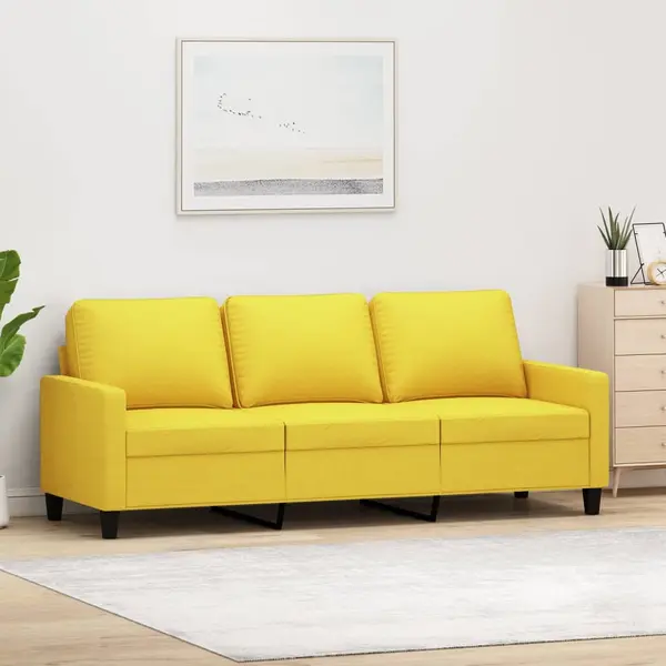 Gossi canapea cu 3 locuri, galben deschis, 180 cm, material textil