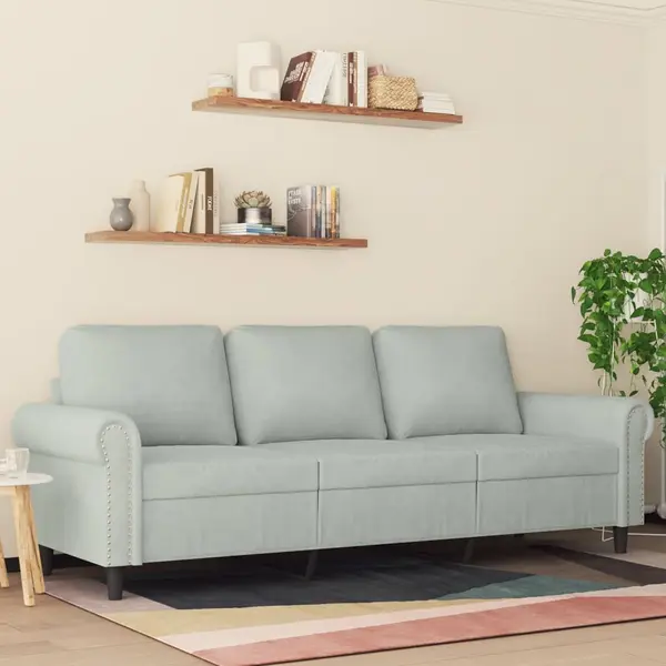 Gossi canapea cu 3 locuri, gri deschis, material 180cm catifea