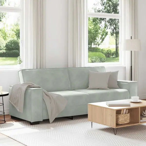 Gossi canapea cu 3 locuri, gri deschis, material 180cm catifea