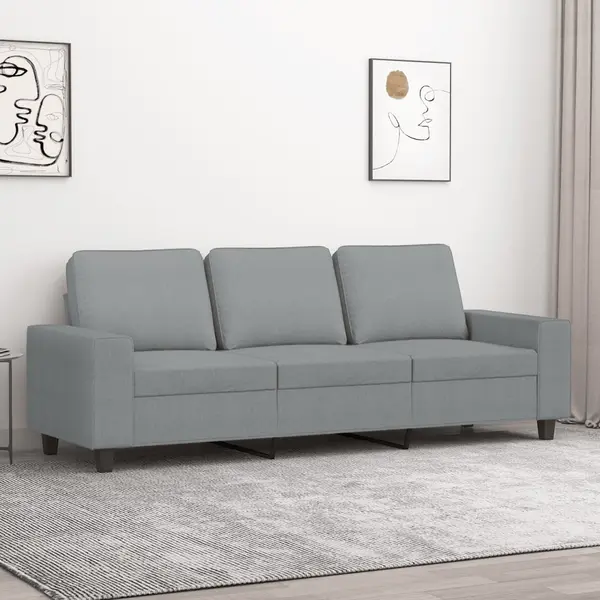 Gossi canapea cu 3 locuri, gri deschis, material 180cm textil