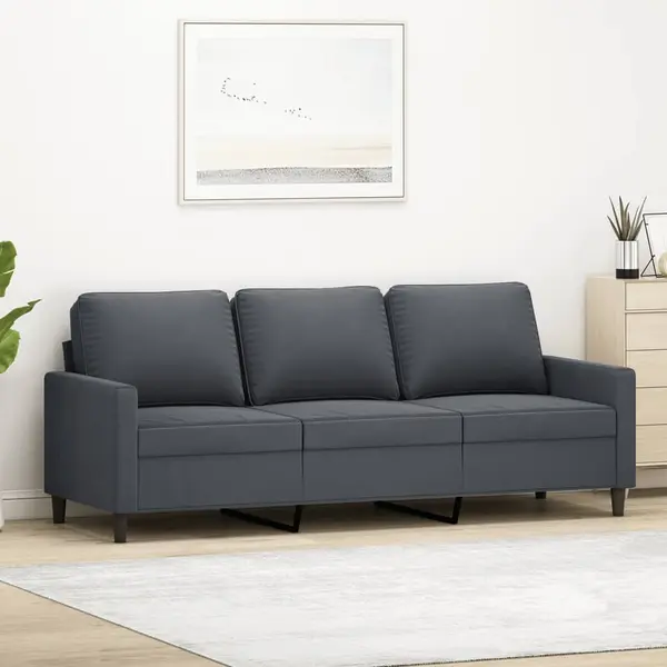 Gossi canapea cu 3 locuri, gri inchis, 180 cm, material catifea