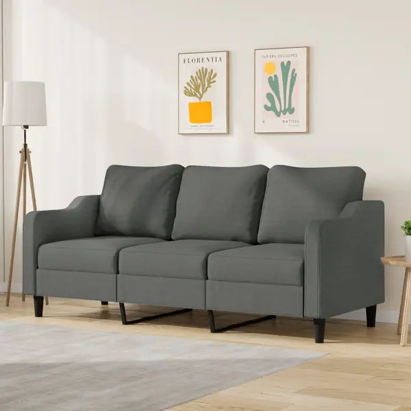 Gossi canapea cu 3 locuri, gri inchis, 180 cm, material textil
