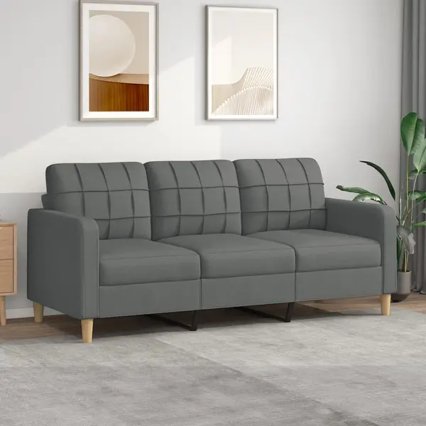Gossi canapea cu 3 locuri, gri inchis, 180 cm, material textil