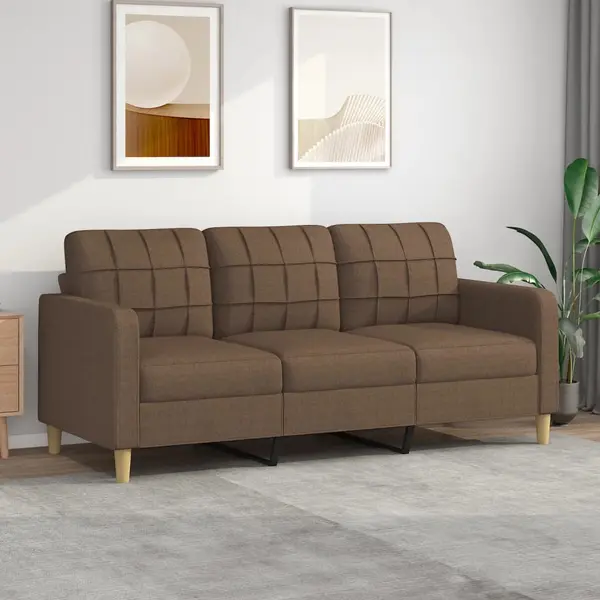 Gossi canapea cu 3 locuri, maro, 180 cm, material textil