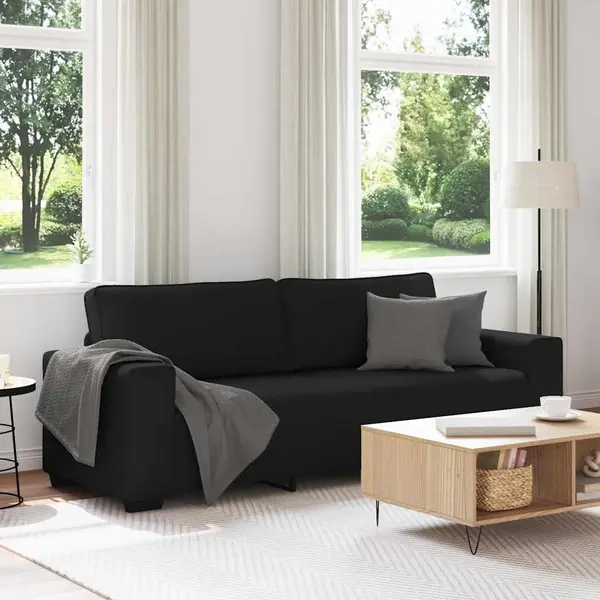 Gossi canapea cu 3 locuri, neagra, 180 cm, material textil