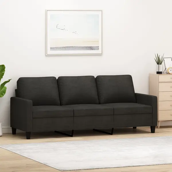 Gossi canapea cu 3 locuri, negru, 180 cm, material textil