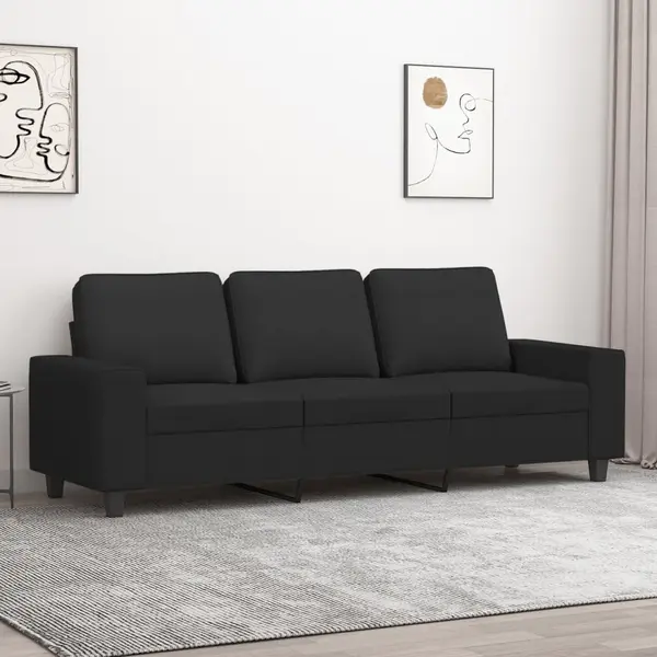 Gossi canapea cu 3 locuri, negru, 180 cm, material textil