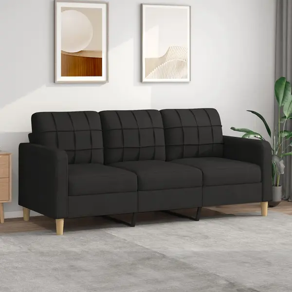 Gossi canapea cu 3 locuri, negru, 180 cm, material textil