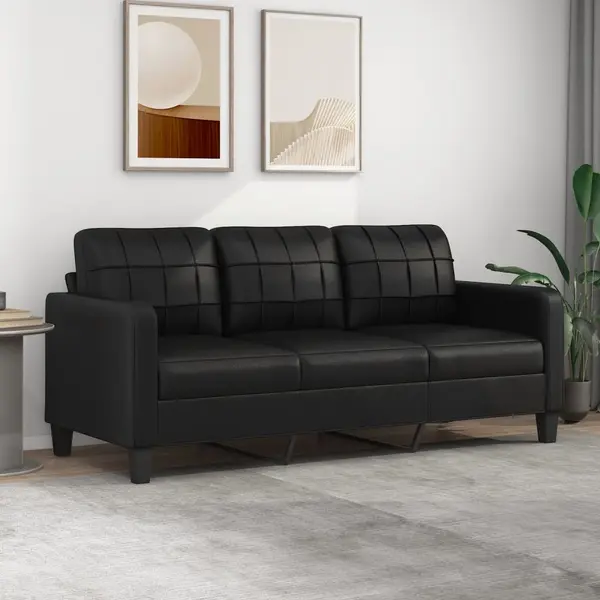Gossi canapea cu 3 locuri, negru, 180 cm, piele ecologica