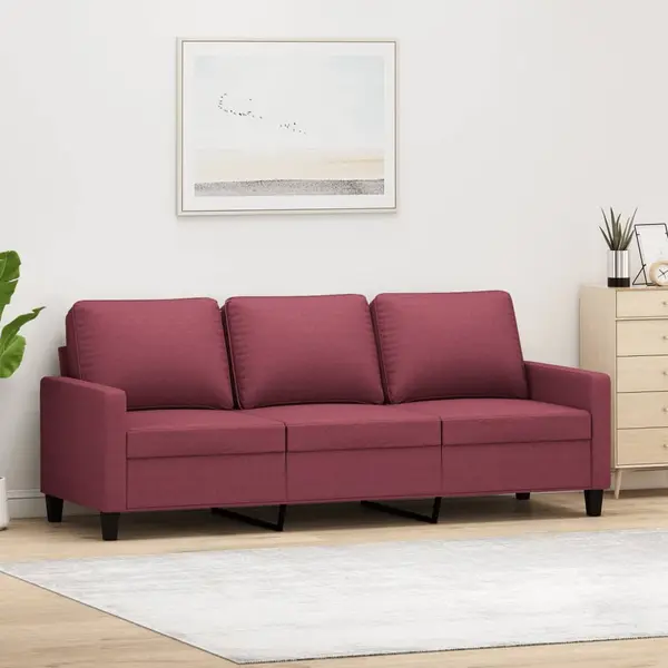 Gossi canapea cu 3 locuri, rosu vin, 180 cm, material textil