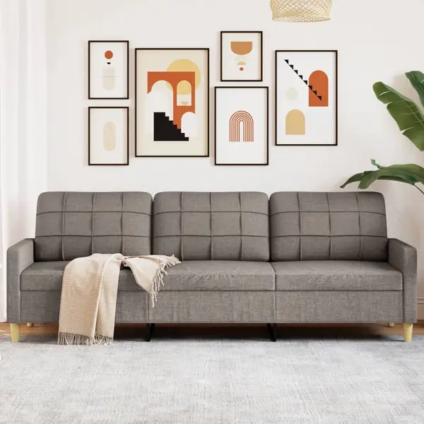 Gossi canapea cu 3 locuri, taupe, 210 cm, material textil