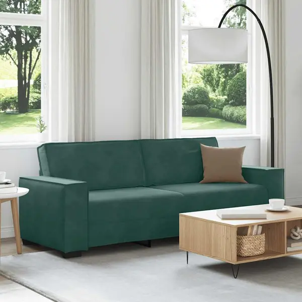 Gossi canapea cu 3 locuri, verde inchis, 180 cm, catifea