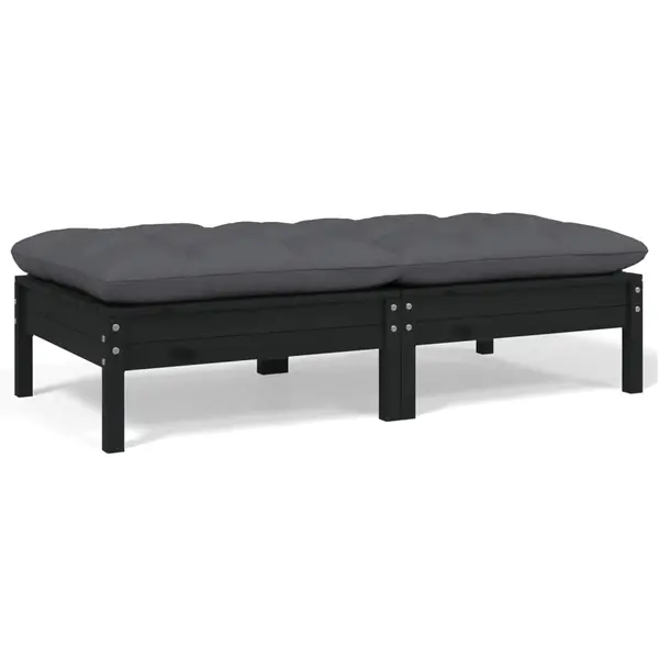 Gossi canapea de gradina cu 2 locuri, cu perne, negru, lemn masiv pin