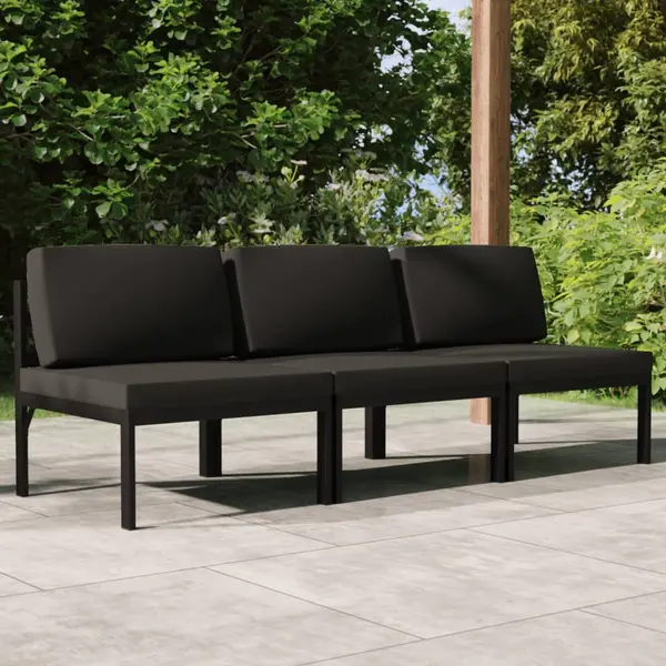 Gossi canapea de gradina cu 3 locuri si perne, antracit, aluminiu