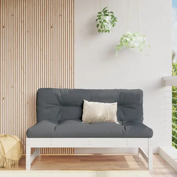 Gossi canapea de mijloc de gradina, alb, 120x80 cm, lemn masiv pin