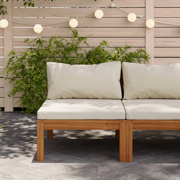 Gossi canapea de mijloc modulara cu perne alb crem, lemn de acacia