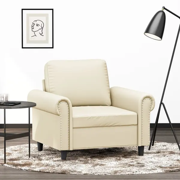 Gossi canapea de o persoana, crem, 60 cm, piele ecologica