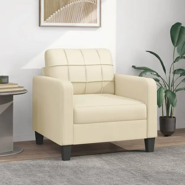 Gossi canapea de o persoana, crem, 60 cm, piele ecologica