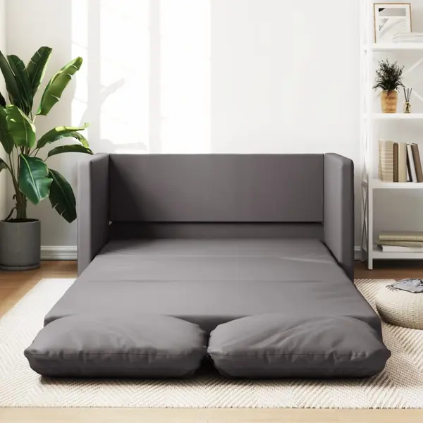 Gossi canapea extensibila 2 in 1, gri, 112x174x55 cm, piele ecologica