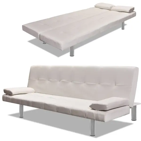 Gossi canapea extensibila 2 perne, piele artificiala, reglabil, crem